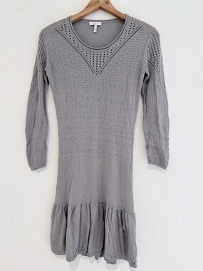 Joie Knit Dress Soft Gray Pointelle Sweater Dress